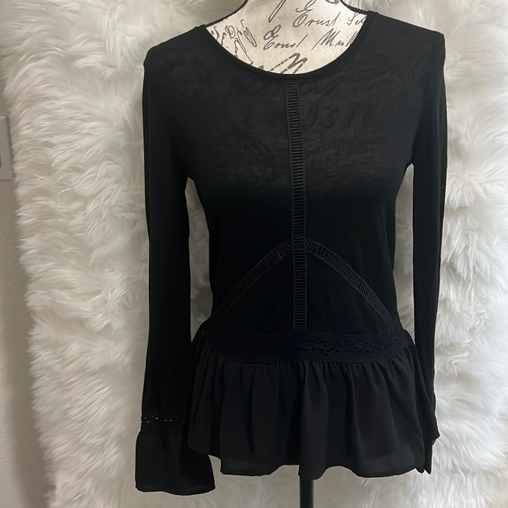 WHBM Black Long Sleeve Top